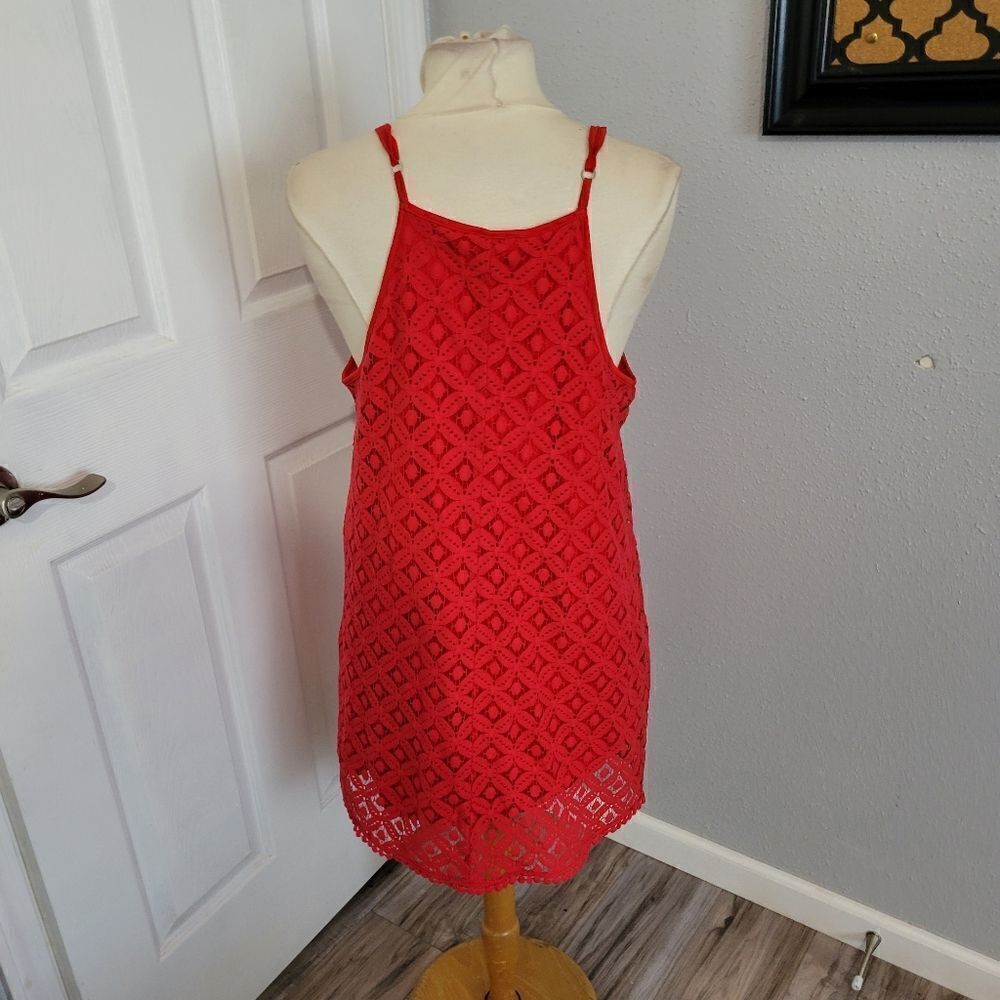 C label red dress crochet overlay size large - Picture 2 of 7